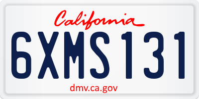 CA license plate 6XMS131