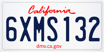 CA license plate 6XMS132