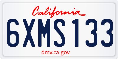 CA license plate 6XMS133