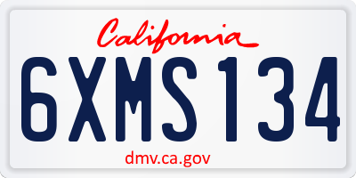 CA license plate 6XMS134