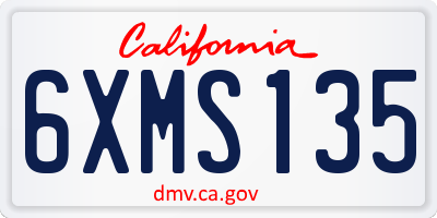 CA license plate 6XMS135