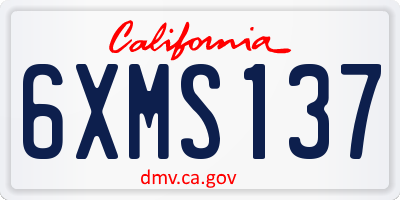 CA license plate 6XMS137