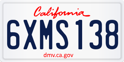 CA license plate 6XMS138