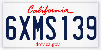 CA license plate 6XMS139