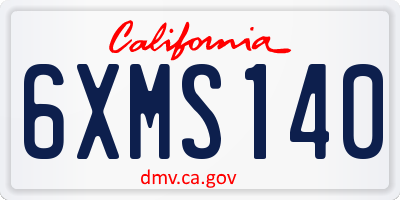 CA license plate 6XMS140