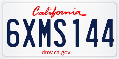 CA license plate 6XMS144