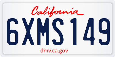 CA license plate 6XMS149