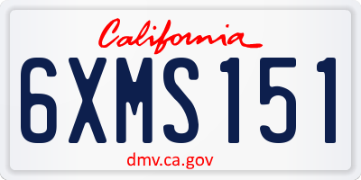 CA license plate 6XMS151
