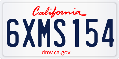 CA license plate 6XMS154