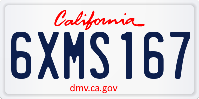CA license plate 6XMS167