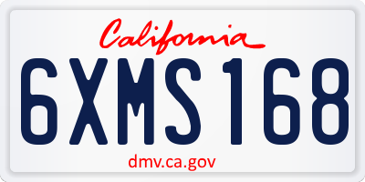 CA license plate 6XMS168