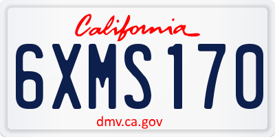 CA license plate 6XMS170