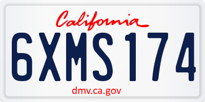 CA license plate 6XMS174