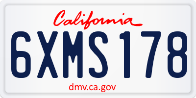 CA license plate 6XMS178