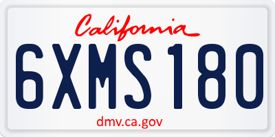 CA license plate 6XMS180