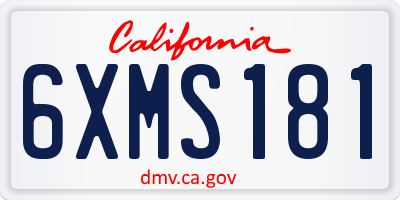 CA license plate 6XMS181