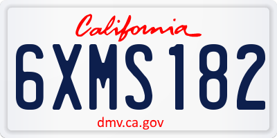 CA license plate 6XMS182
