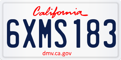 CA license plate 6XMS183