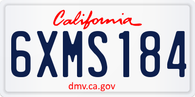 CA license plate 6XMS184