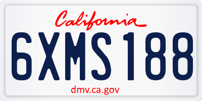 CA license plate 6XMS188