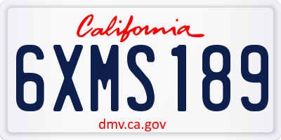 CA license plate 6XMS189