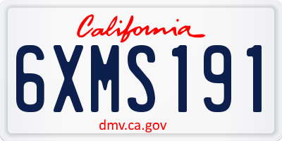 CA license plate 6XMS191