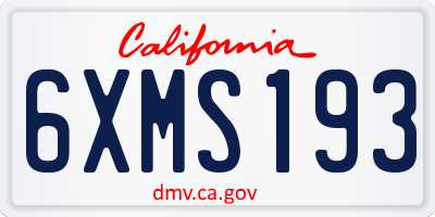 CA license plate 6XMS193