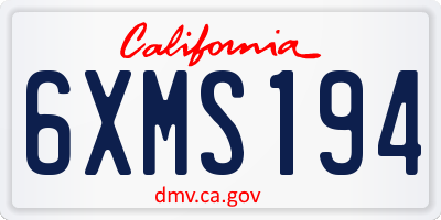CA license plate 6XMS194