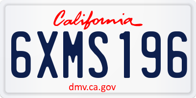 CA license plate 6XMS196