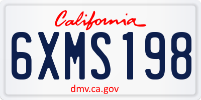 CA license plate 6XMS198