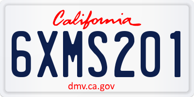 CA license plate 6XMS201