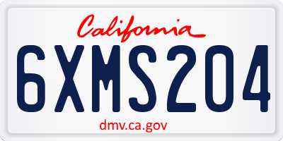 CA license plate 6XMS204