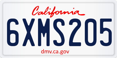 CA license plate 6XMS205