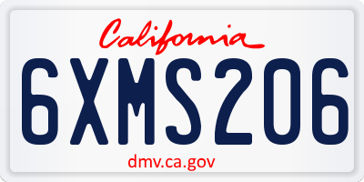 CA license plate 6XMS206