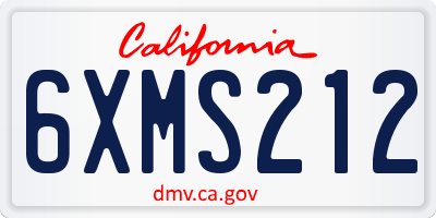 CA license plate 6XMS212