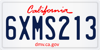 CA license plate 6XMS213