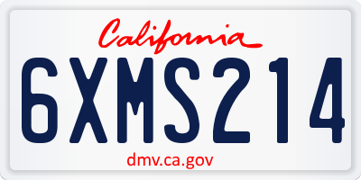 CA license plate 6XMS214