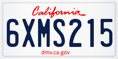 CA license plate 6XMS215