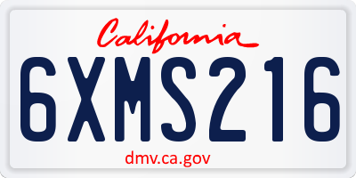 CA license plate 6XMS216