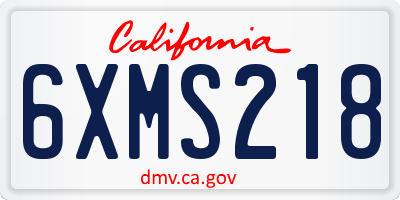 CA license plate 6XMS218