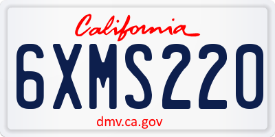CA license plate 6XMS220