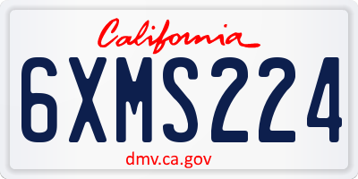 CA license plate 6XMS224