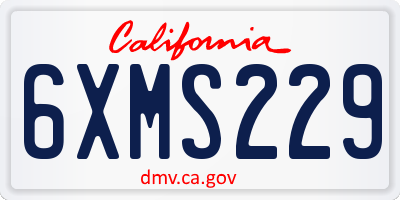 CA license plate 6XMS229