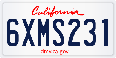 CA license plate 6XMS231