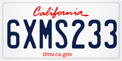 CA license plate 6XMS233