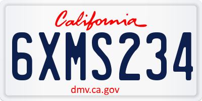 CA license plate 6XMS234