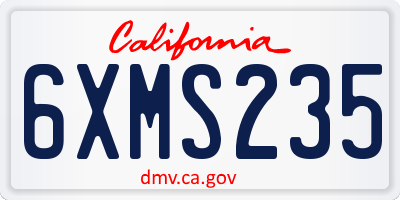 CA license plate 6XMS235