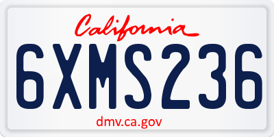 CA license plate 6XMS236