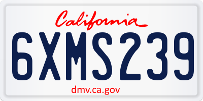 CA license plate 6XMS239
