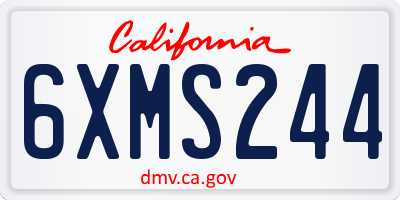 CA license plate 6XMS244